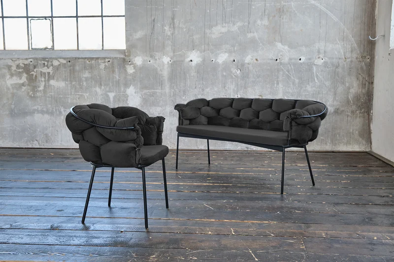 KAWOLA Bank MONTY Sitzbank 180cm Velvet schwarz
