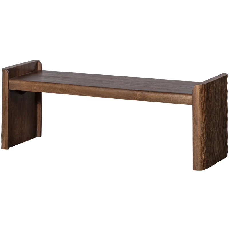 Prop bank mit bearbeiteten holzbein warmbraun