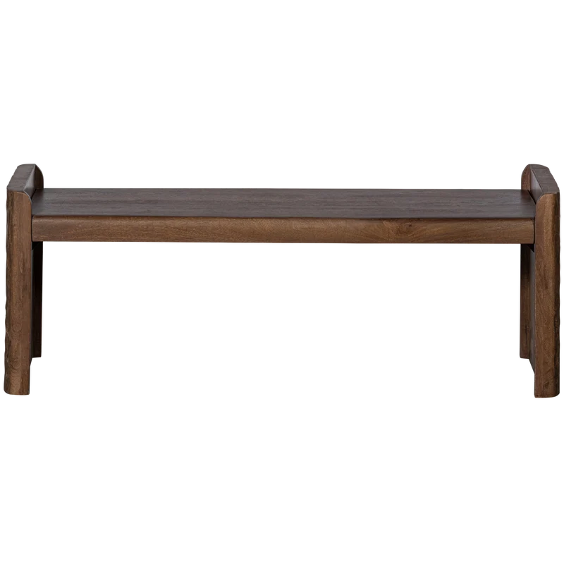 Prop bank mit bearbeiteten holzbein warmbraun