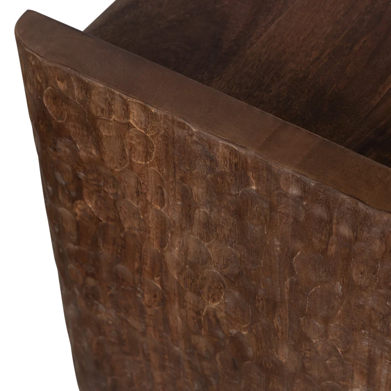 Prop bank mit bearbeiteten holzbein warmbraun