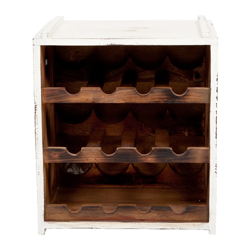 Flaschenbox SURAT Antique White ca. H40cm Mahagoni Shabby Weinregal