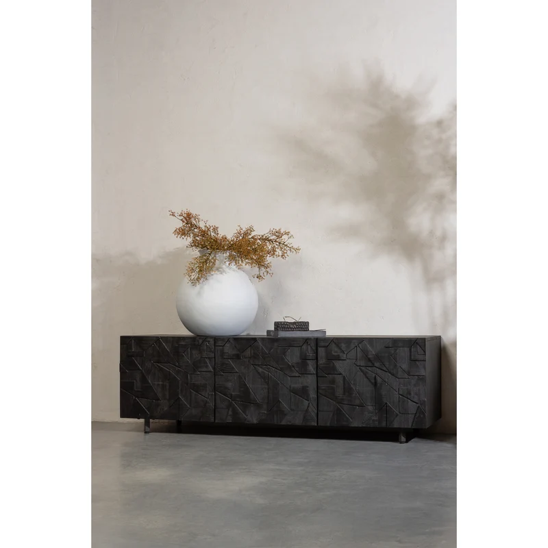 Counter tv möbel mango holz schwarz