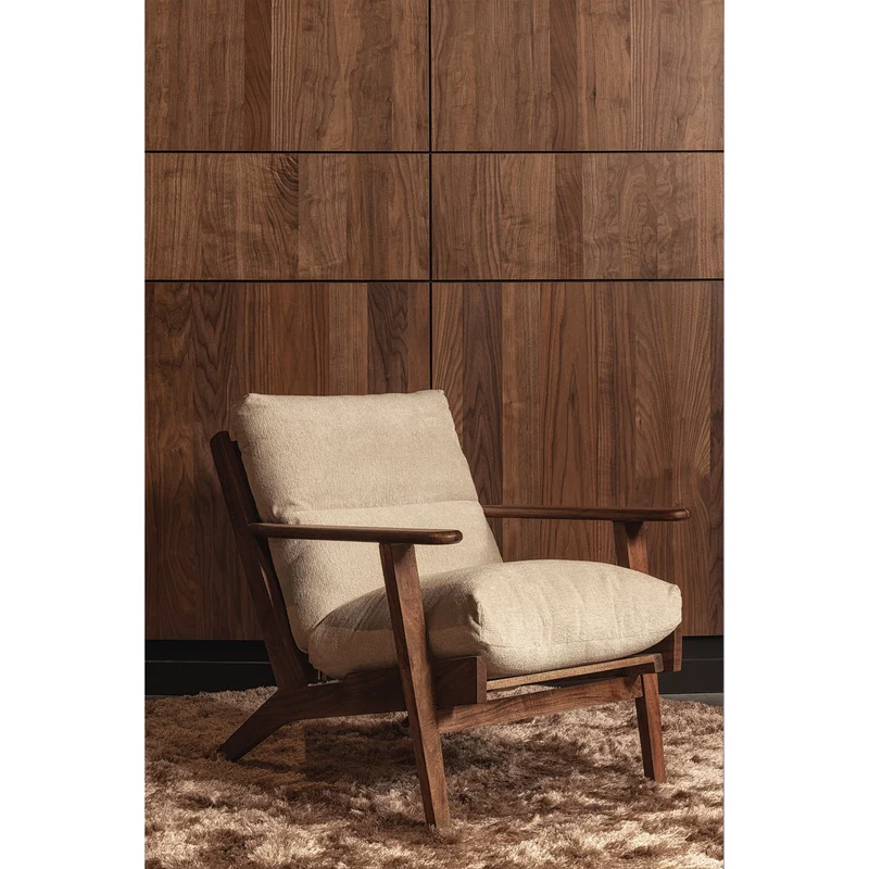 Houston sessel bouclé/holz natur