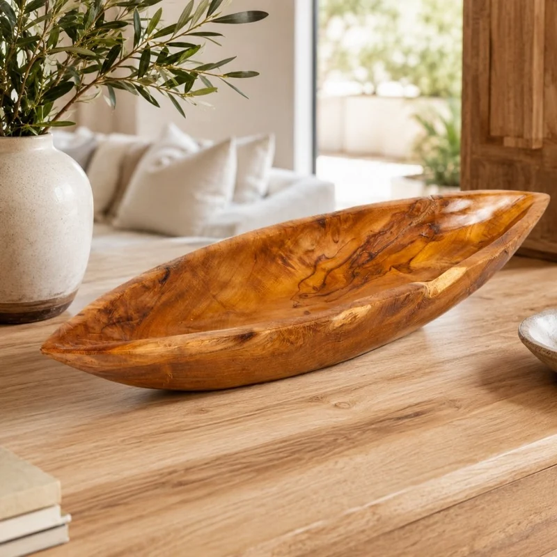 Individuelle Teak-Schale PERA ca.70cm Natural Handarbeit
