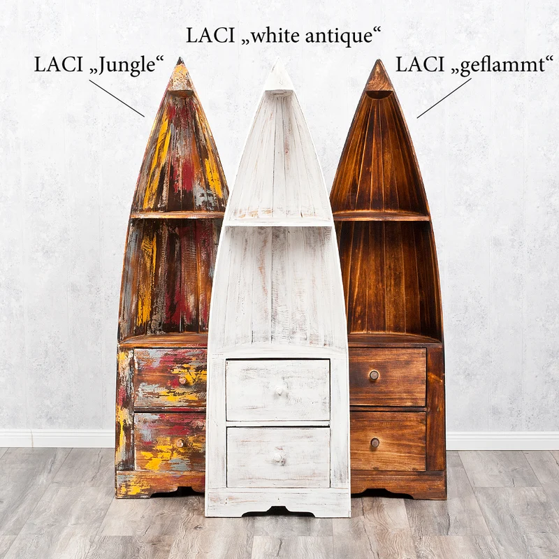 Dekoratives Bootsregal / Bücherregal LACI Jungle 150cm Massivholz