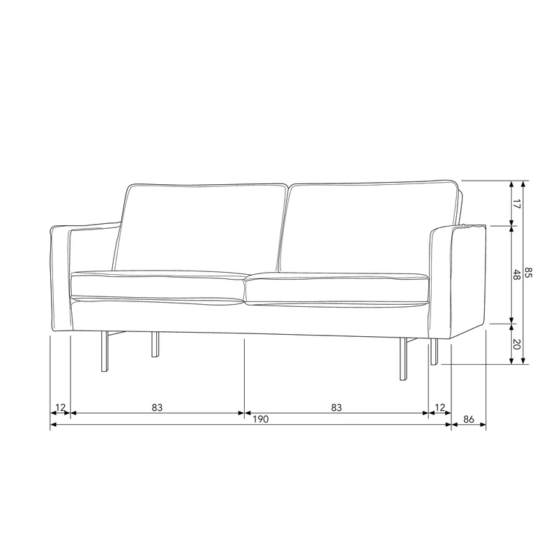 Rodeo 2,5-sitzer sofa velvet anthrazit