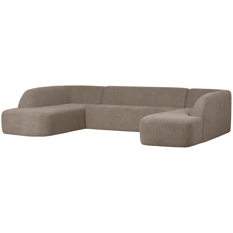 Sloping U-shape sofa hellbraun melange