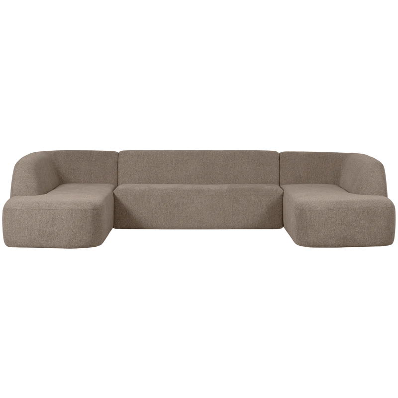 Sloping U-shape sofa hellbraun melange
