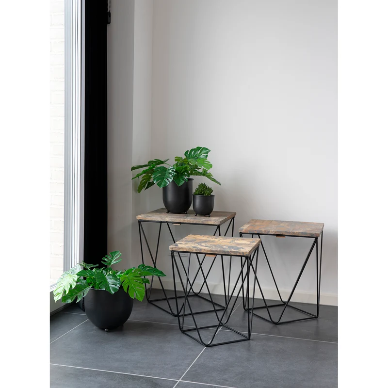 Modernes 3-tlg. Blumentopf-Set VANO aus Metall