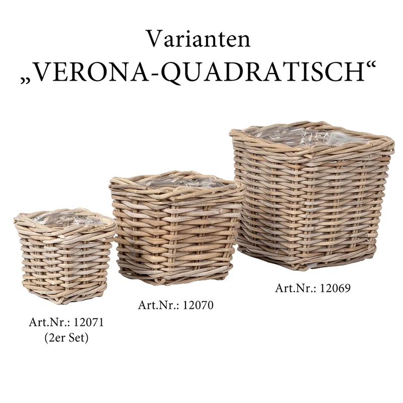 Rattan Pflanzkorb VERONA-Quadratisch ca.25cm Übertopf