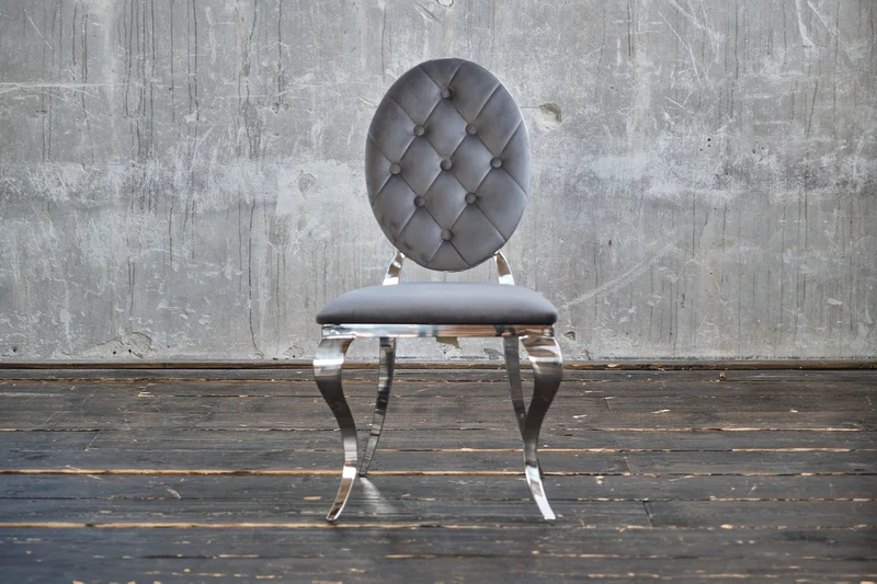 B-Ware KAWOLA Stuhl LINDA Esszimmerstuhl Barock Velvet grau