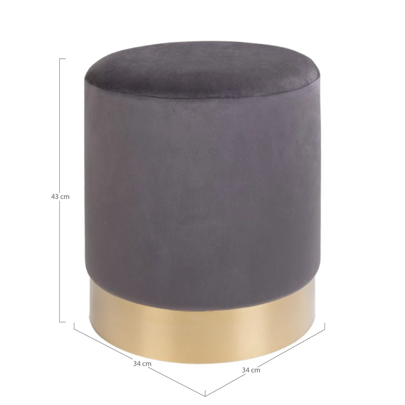 Eleganter Hocker CHANTAL 43cm grau Samt