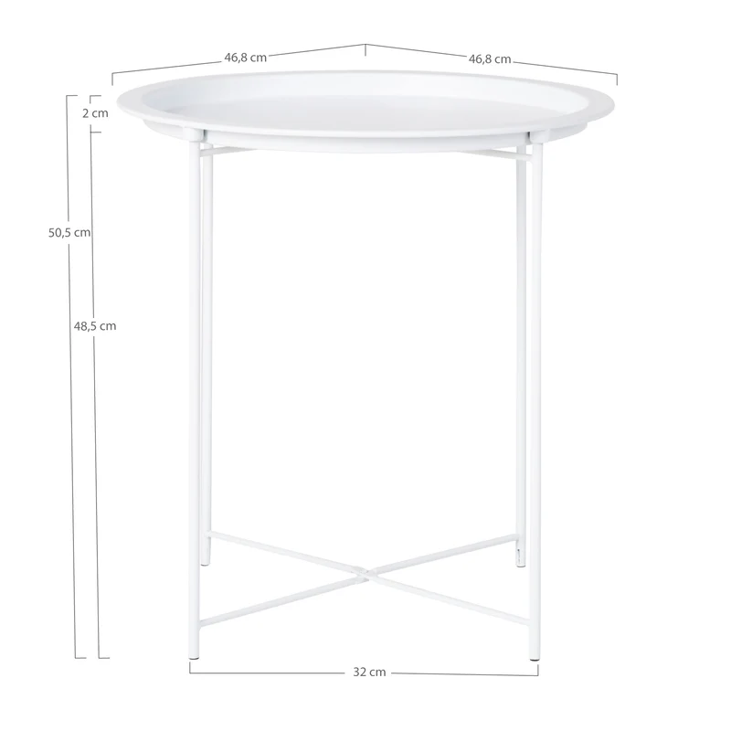Design Beistelltisch BOSTON 48cm Tablett weiss Metall