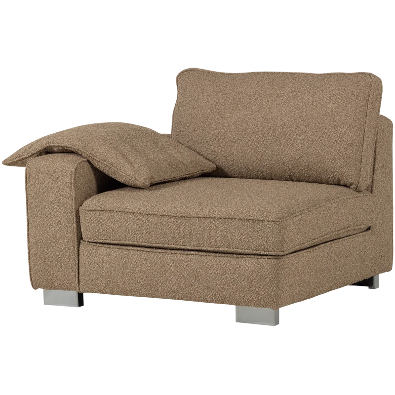 Lazy 1-sitzer element arm linken bouclé braun