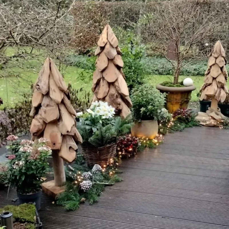 Teak Deko Baum BOOM ca. H60cm Tannenbaum Massivholz