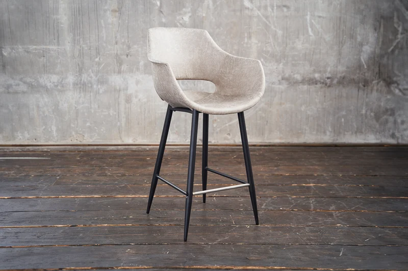 B-Ware KAWOLA Barhocker ZAJA Barstuhl Sitzhöhe 76 cm Microfaser creme weiß