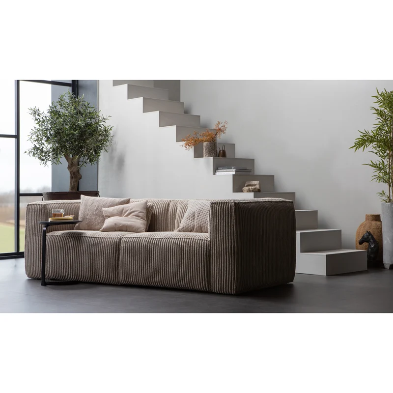 Bean 3,5-sitzer sofa gerippter stoff travertin