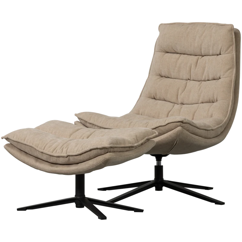 Kube drehsessel mit hocker natur