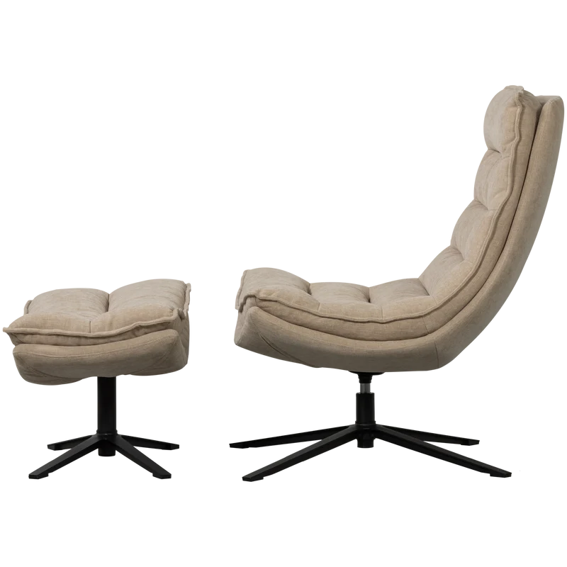 Kube drehsessel mit hocker natur