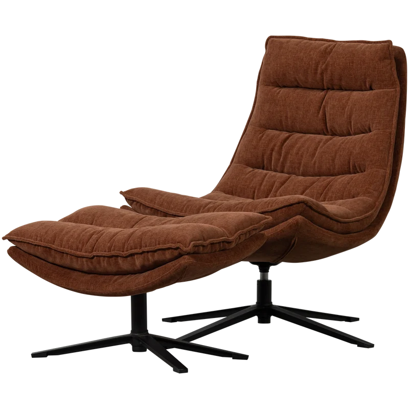 Kube drehsessel mit hocker braun