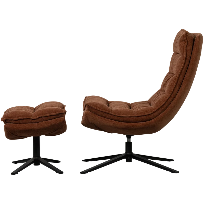 Kube drehsessel mit hocker braun