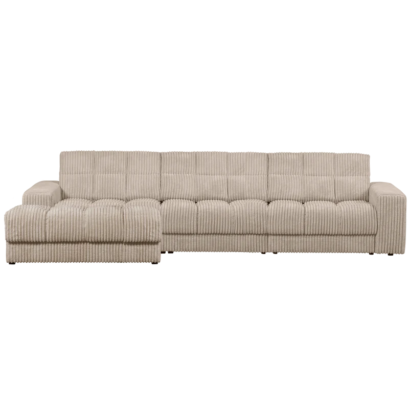 Second Date chaise longue links gerippter stoff travertin