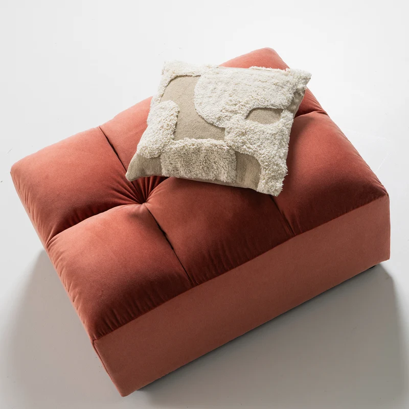 Allure hocker gewaschener samt blush