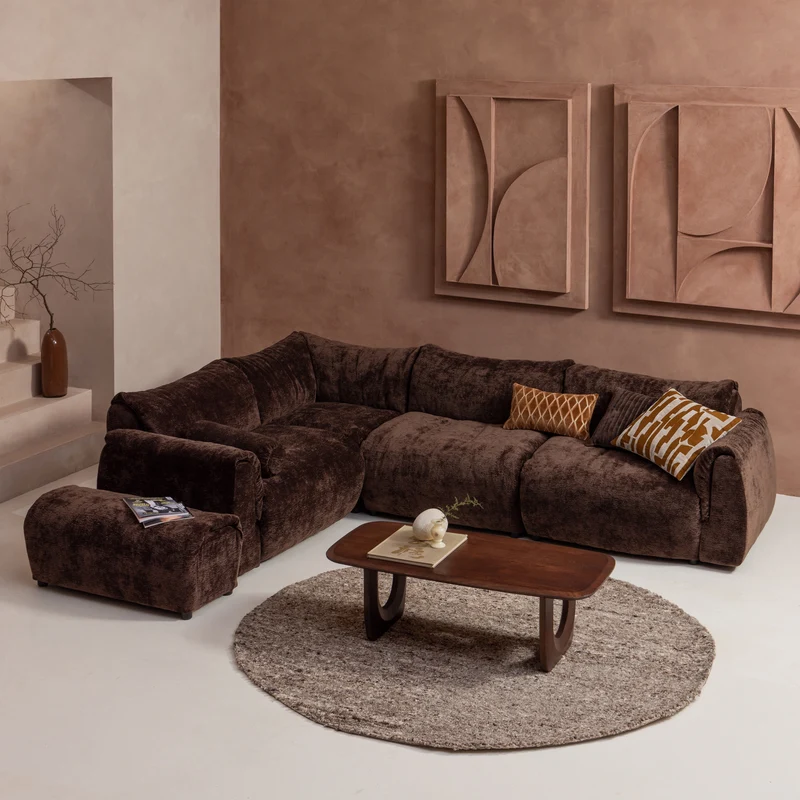 Baggy eckelement 3D chenille dunkelbraun