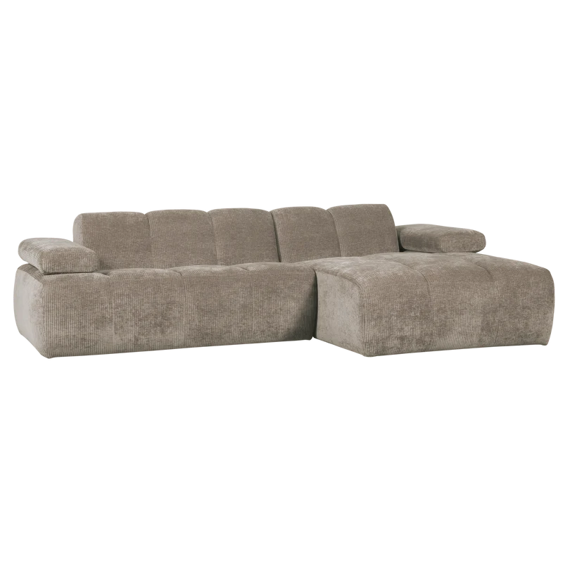 Mojo chaiselongue sofa rechts gerippter stoffdunkler sand