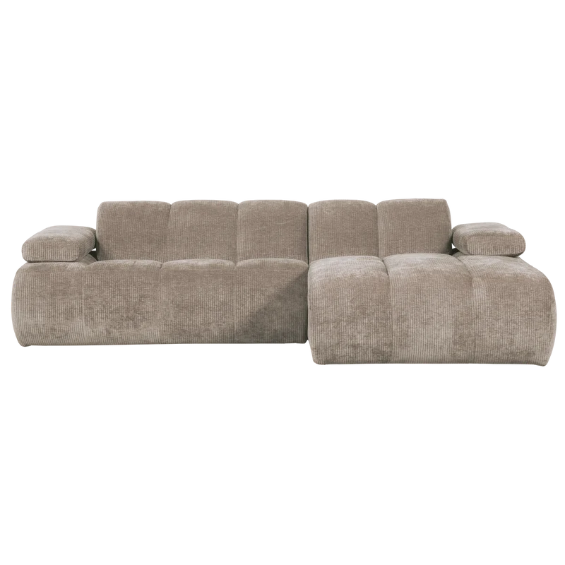 Mojo chaiselongue sofa rechts gerippter stoffdunkler sand