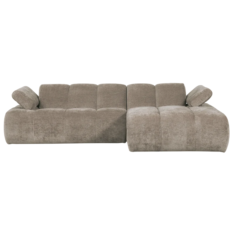 Mojo chaiselongue sofa rechts gerippter stoffdunkler sand