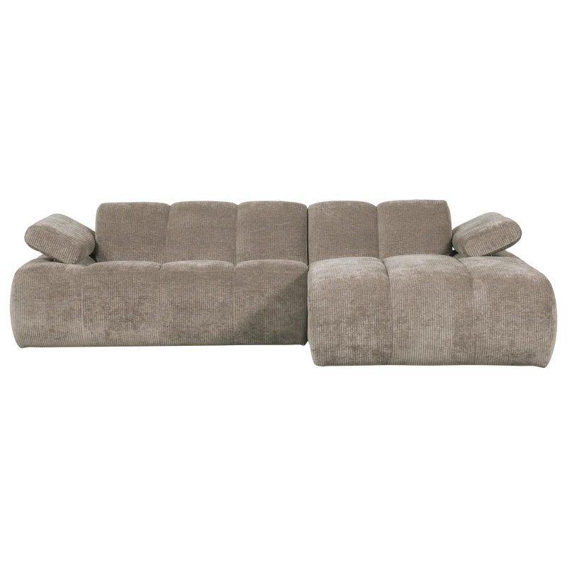 Mojo chaiselongue sofa rechts gerippter stoffdunkler sand