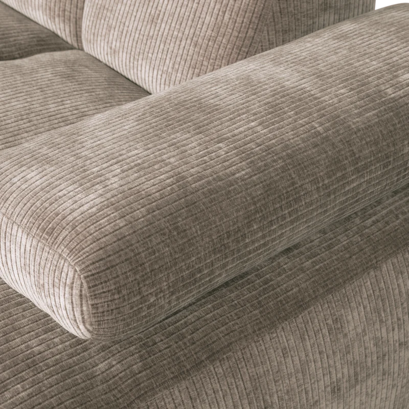 Mojo chaiselongue sofa rechts gerippter stoffdunkler sand