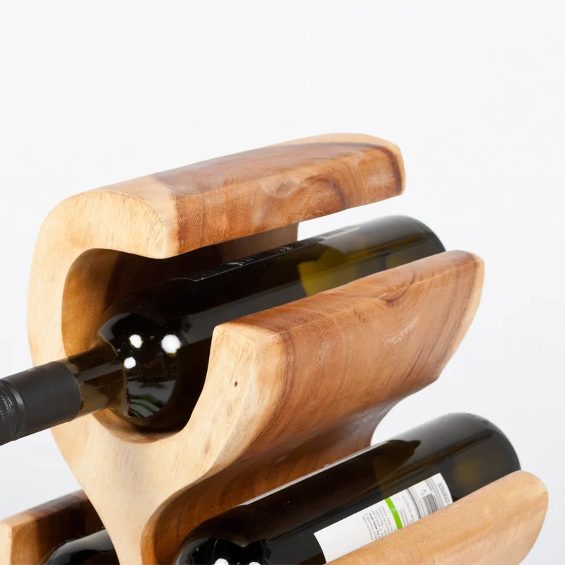 Massivholz Weinregal / Flaschenhalter BOTOL-S ca. H50cm Suar