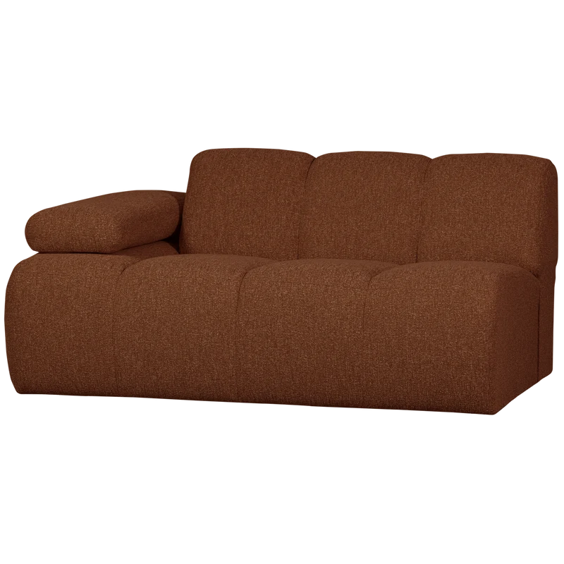 Mojo 1,5-sitzer element arm links bouclé rostbraun meliert