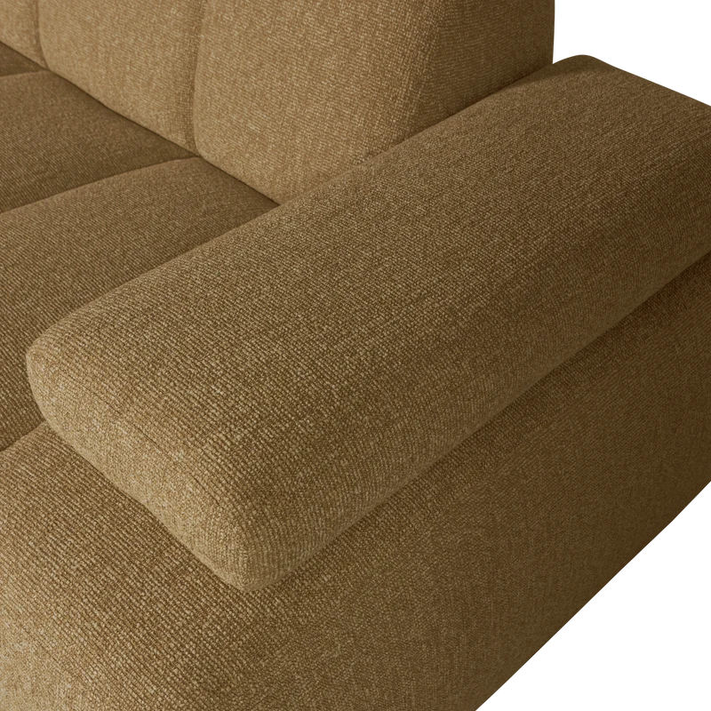 Mojo chaiselongue sofa links bouclé yellow/brown meliert