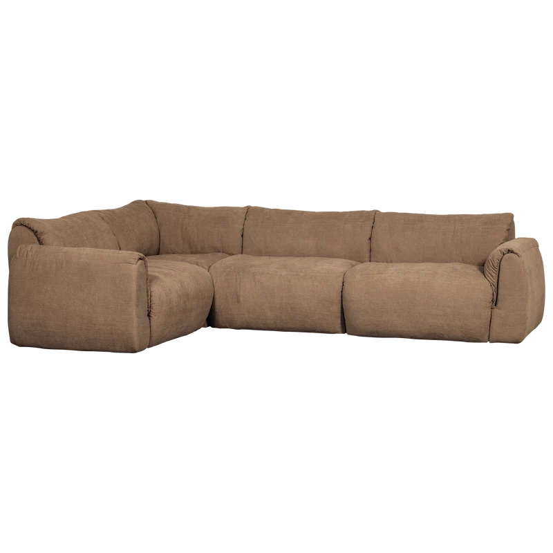 Baggy eckbank links gewebte chenille braun