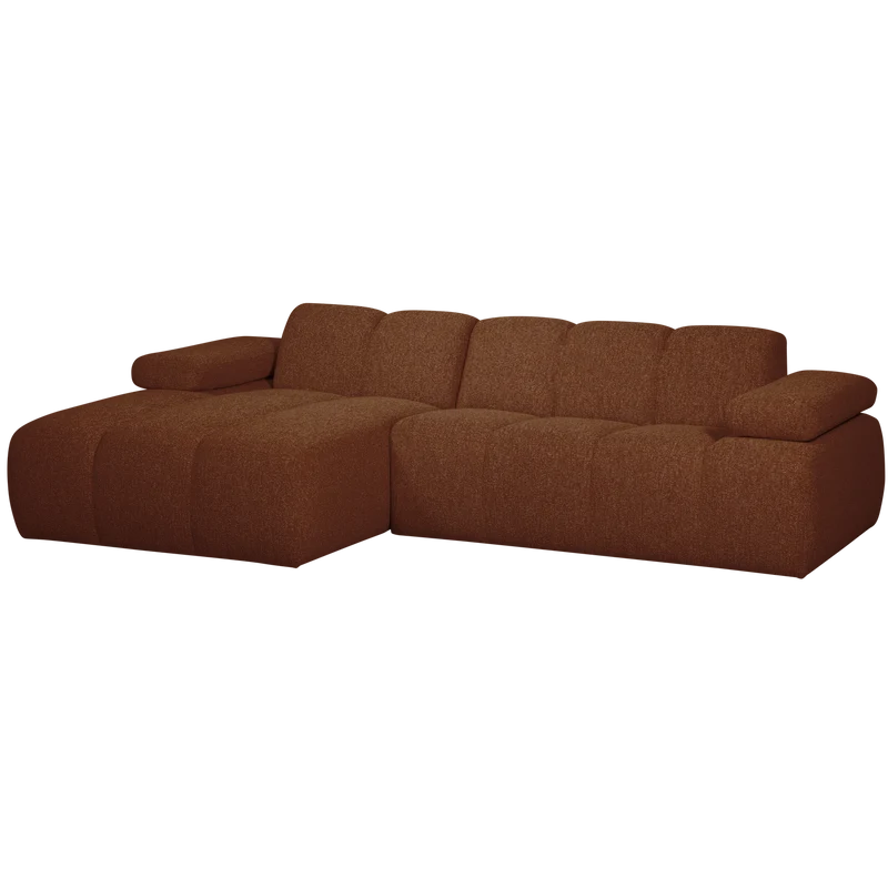Mojo chaiselongue sofa links bouclé rust brown meliert