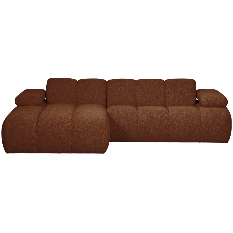 Mojo chaiselongue sofa links bouclé rust brown meliert
