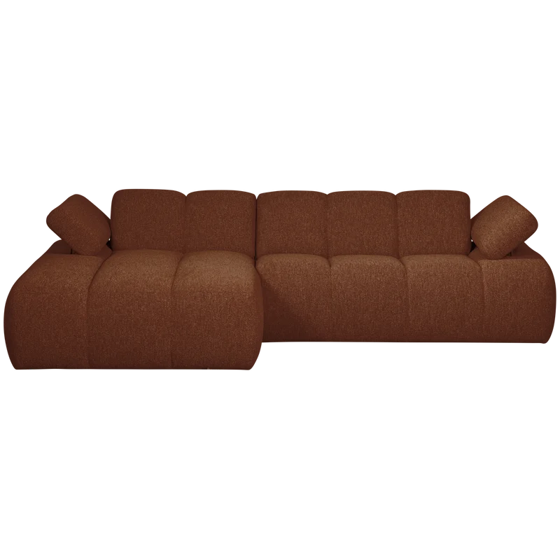 Mojo chaiselongue sofa links bouclé rust brown meliert