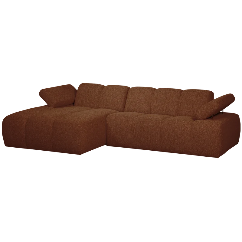 Mojo chaiselongue sofa links bouclé rust brown meliert
