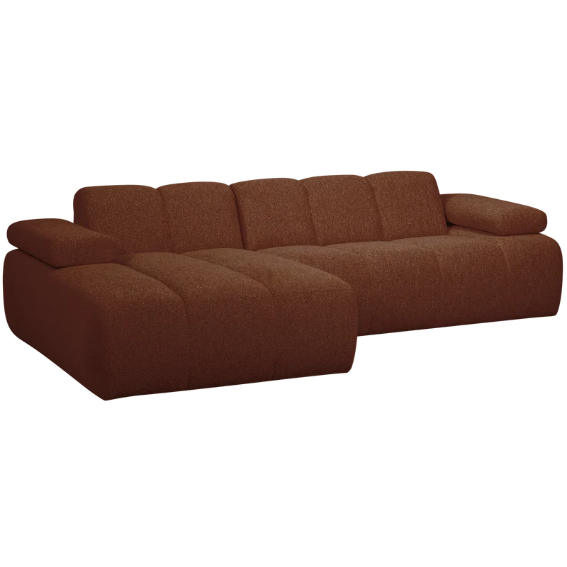 Mojo chaiselongue sofa links bouclé rust brown meliert