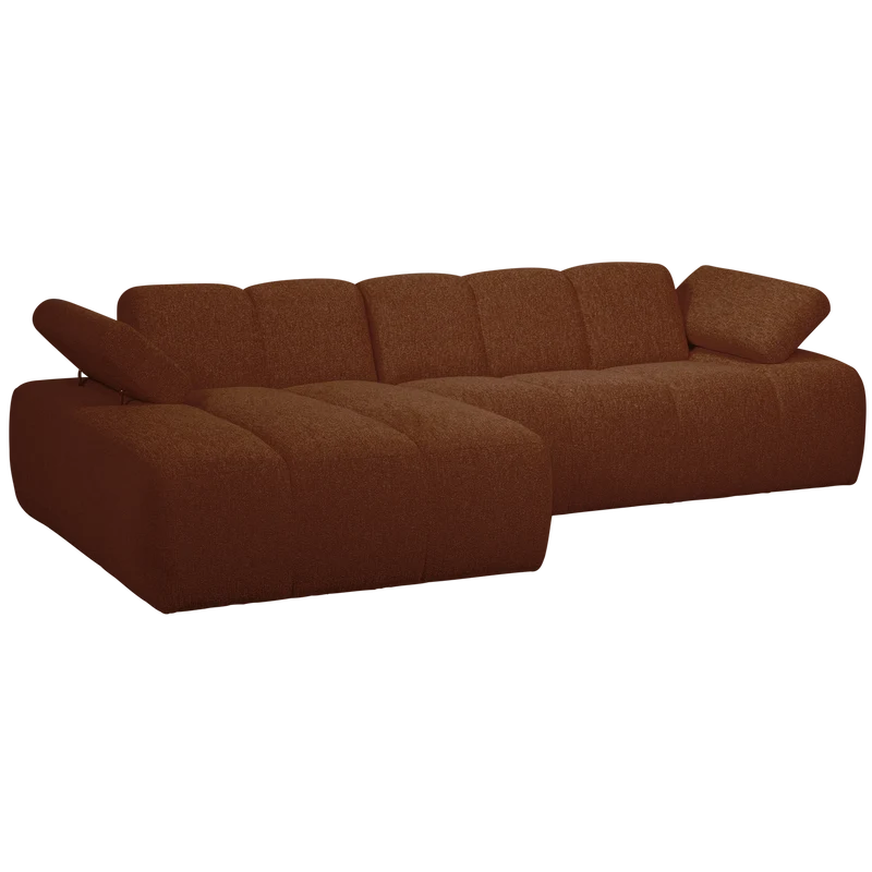 Mojo chaiselongue sofa links bouclé rust brown meliert