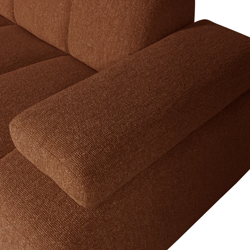 Mojo chaiselongue sofa links bouclé rust brown meliert