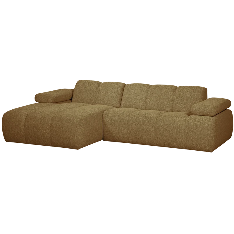 Mojo chaiselongue sofa links bouclé yellow/brown meliert