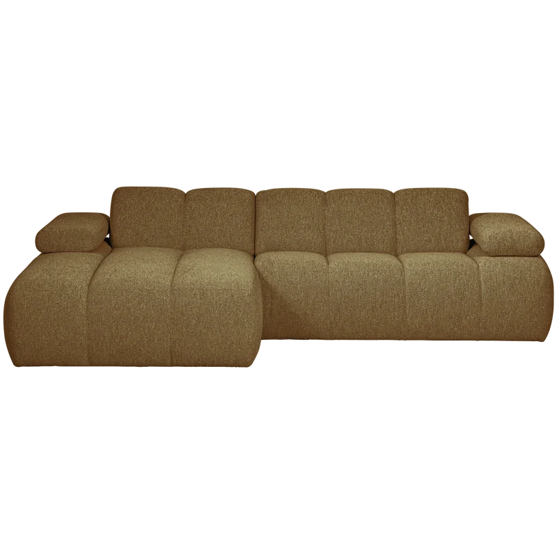 Mojo chaiselongue sofa links bouclé yellow/brown meliert