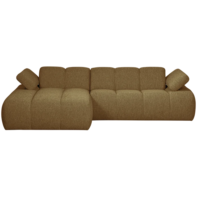 Mojo chaiselongue sofa links bouclé yellow/brown meliert