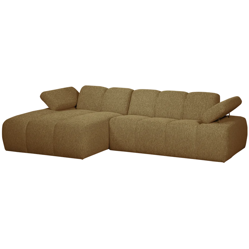 Mojo chaiselongue sofa links bouclé yellow/brown meliert