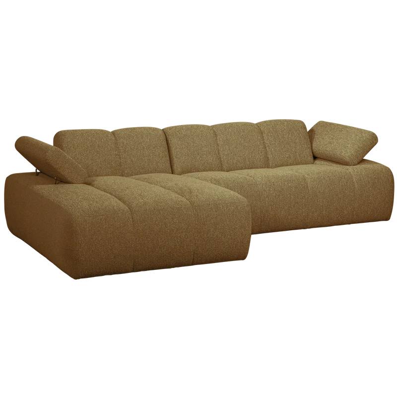 Mojo chaiselongue sofa links bouclé yellow/brown meliert