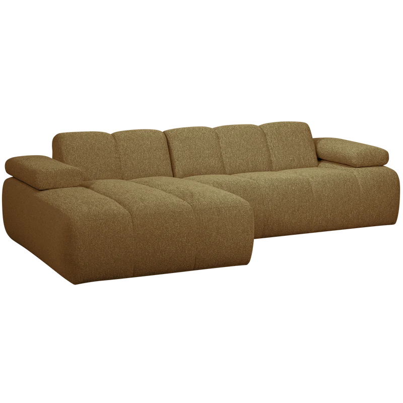 Mojo chaiselongue sofa links bouclé yellow/brown meliert